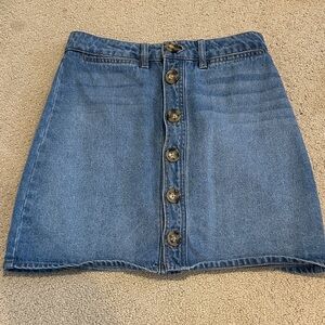 Classic Denim Button-Front Mini Skirt